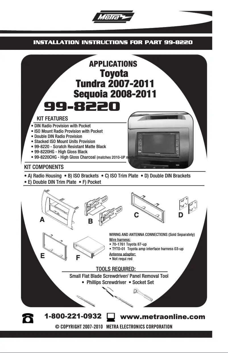 Page n°1 - Guide d'installation Metra 99-8220