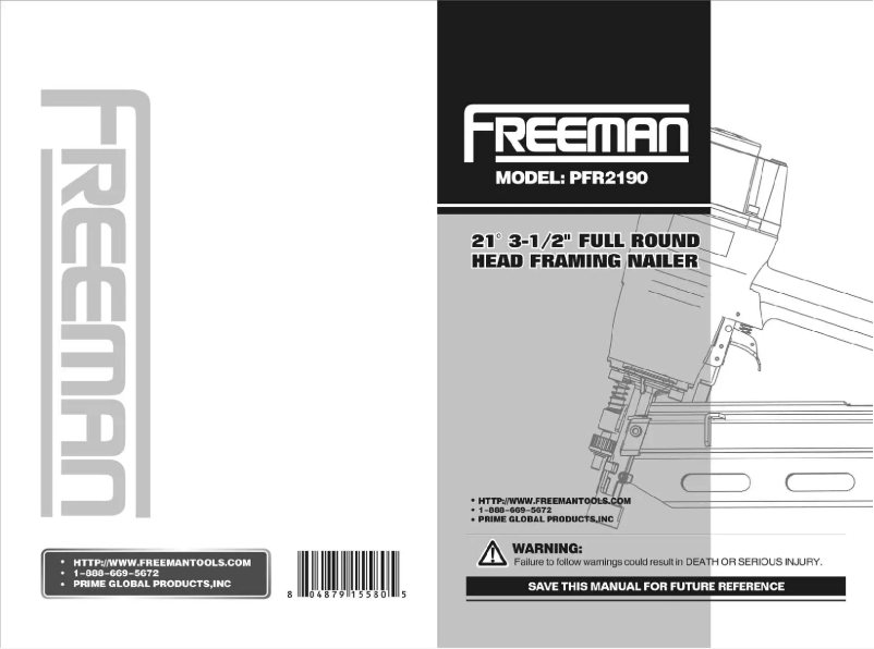 Page n°1 - Manuel utilisateur Freeman PFR2190