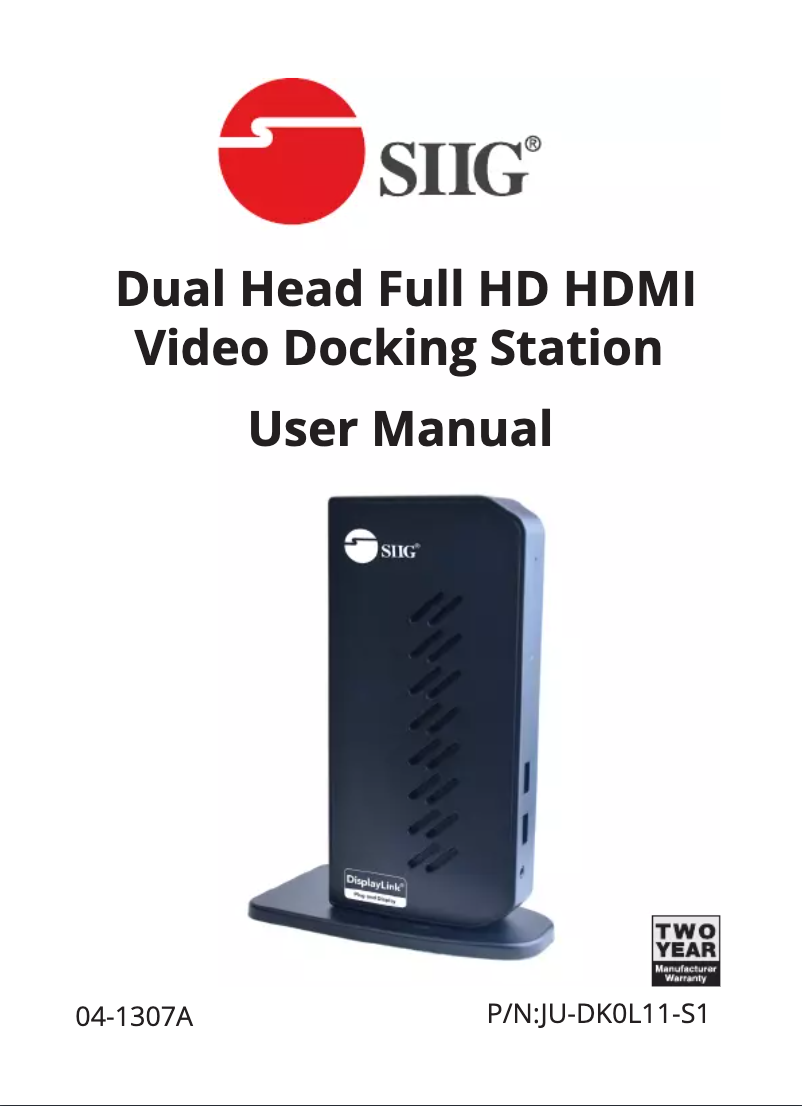 Page n°1 - Manuel utilisateur Siig JU-DK0L11-S1