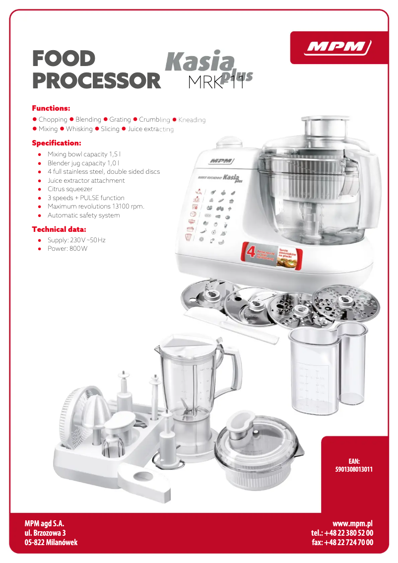 Page 1 de la notice Fiche technique MPM MRK-11