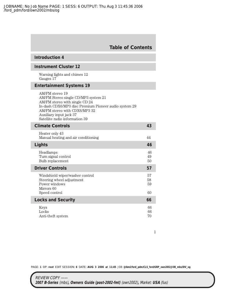 Page 1 de la notice Manuel utilisateur Mazda B4000 Truck (2007)
