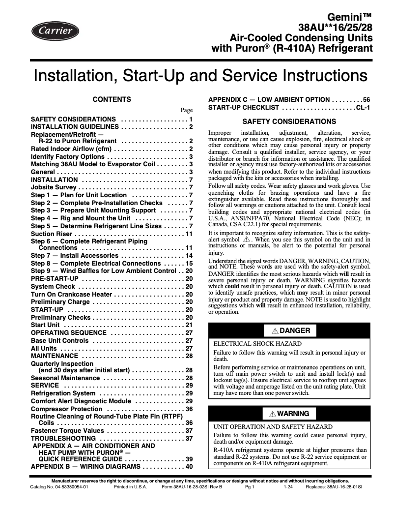 Page 1 de la notice Guide d'installation Carrier PremierLink 33CSPREMLK