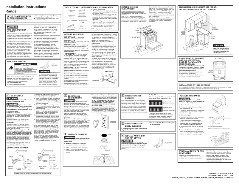 Page n°1 - Guide d'installation GE JGBS60DEKBB