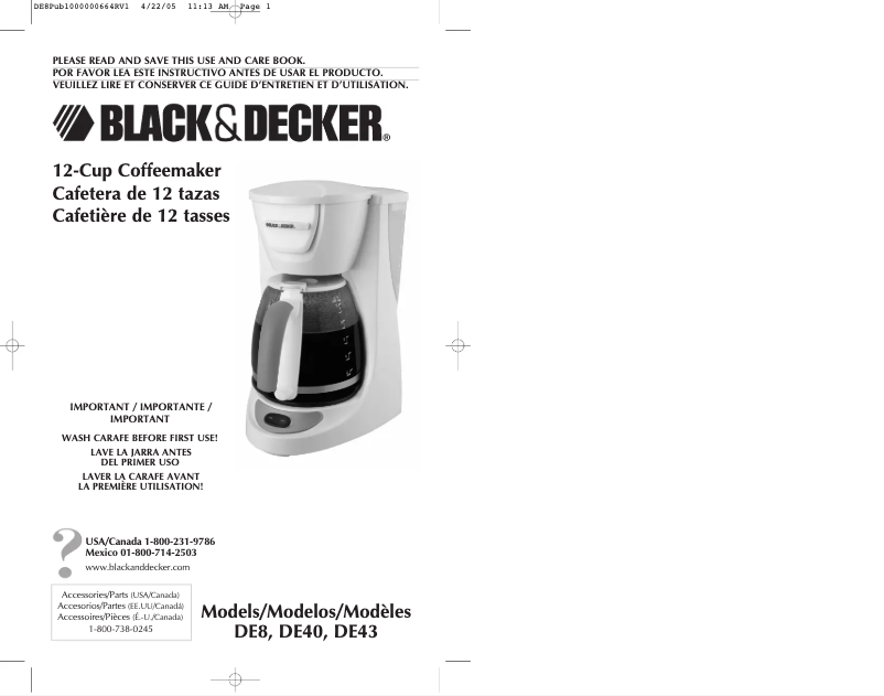 Page 1 de la notice Manuel utilisateur Black & Decker DE40