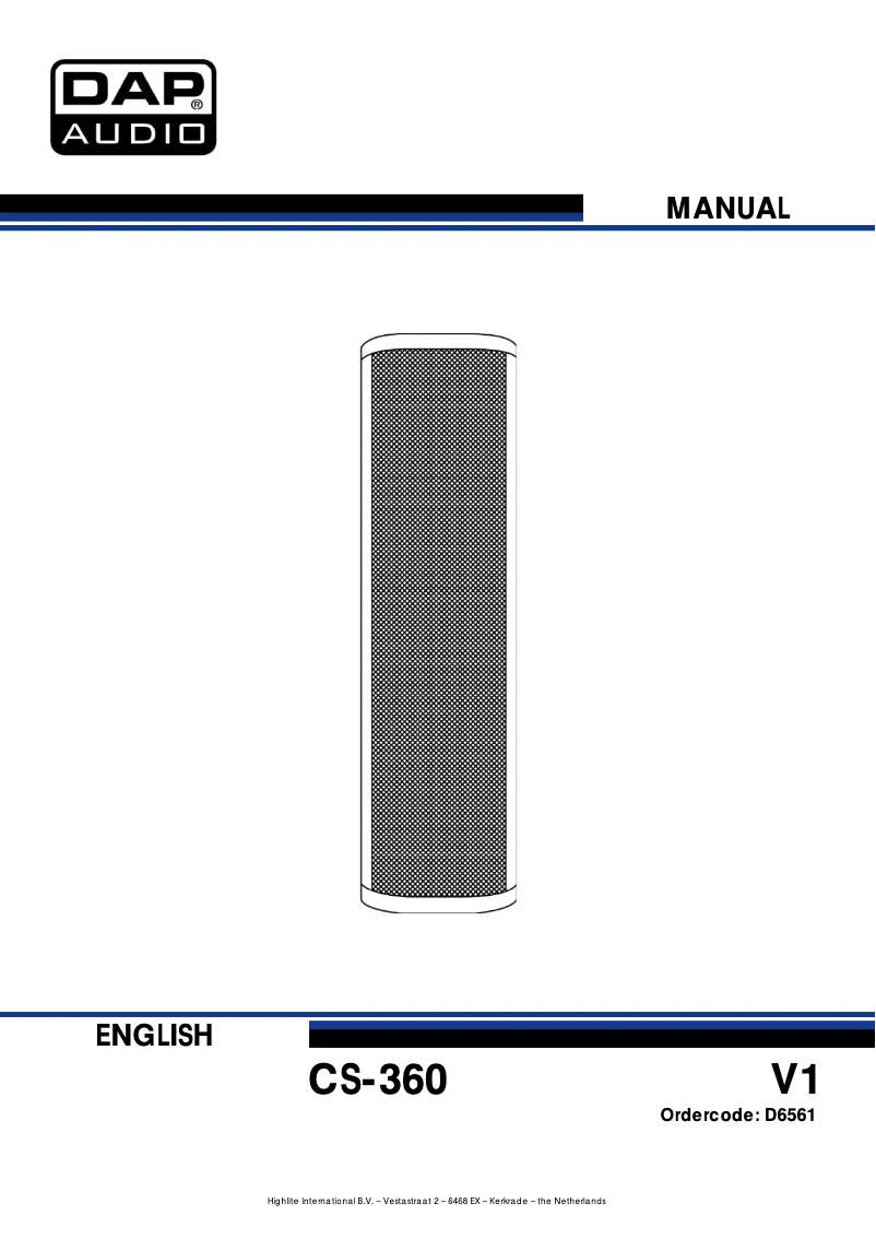 Page 1 de la notice Manuel utilisateur DAP-Audio CS-360