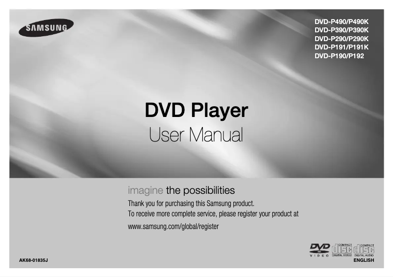 Page n°1 - Manuel utilisateur Samsung DVD-P190