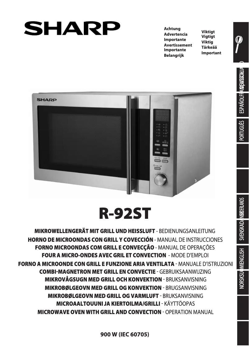 Page 1 de la notice Manuel utilisateur Sharp R-92ST