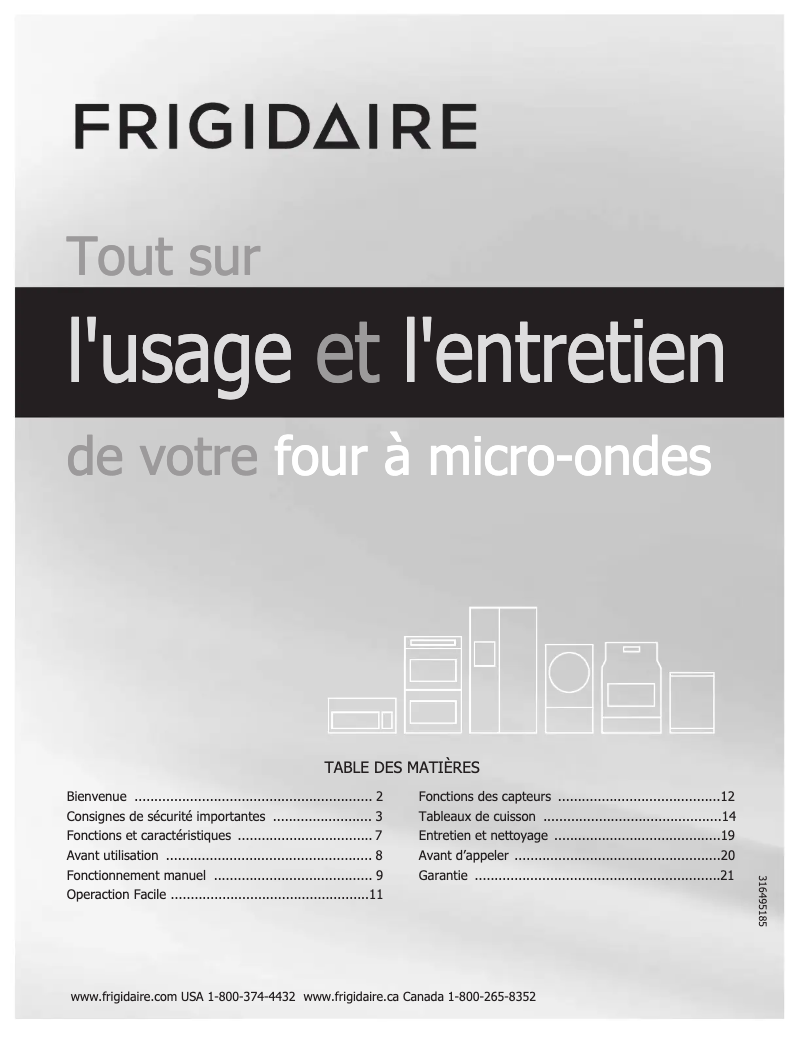 Page n°1 - Manuel utilisateur Frigidaire FFCE2238LB
