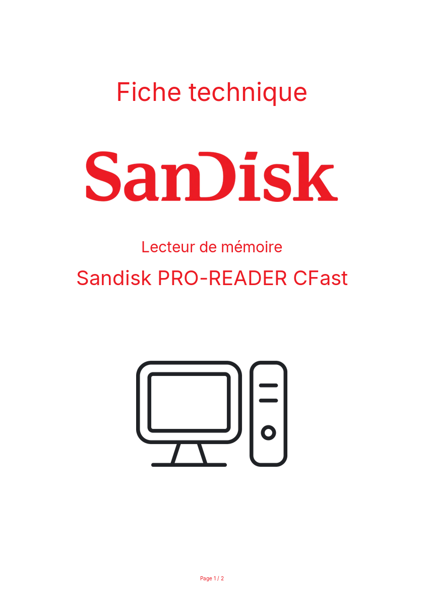 Page n°1 - Fiche technique Sandisk PRO-READER CFast