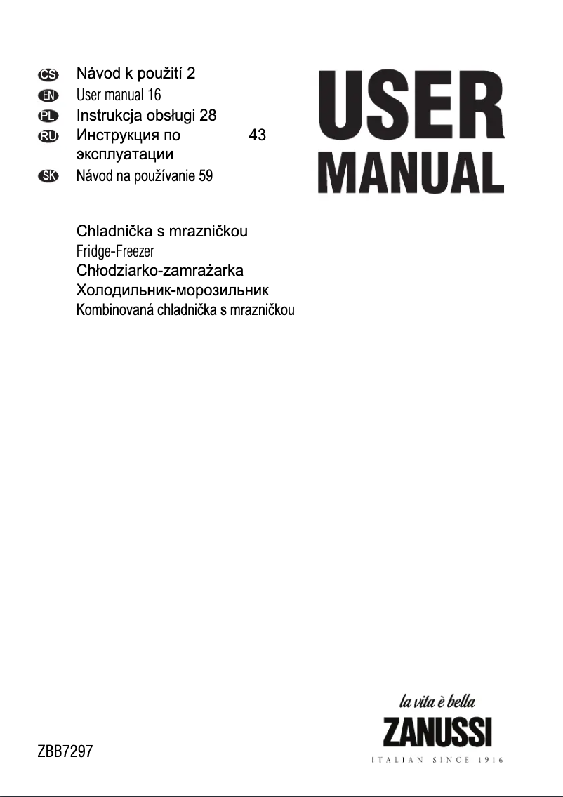 Page 1 de la notice Manuel utilisateur Zanussi ZBB 7297