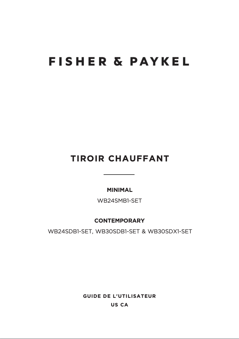 Page 1 de la notice Manuel utilisateur Fisher & Paykel WB30SDB1-SET