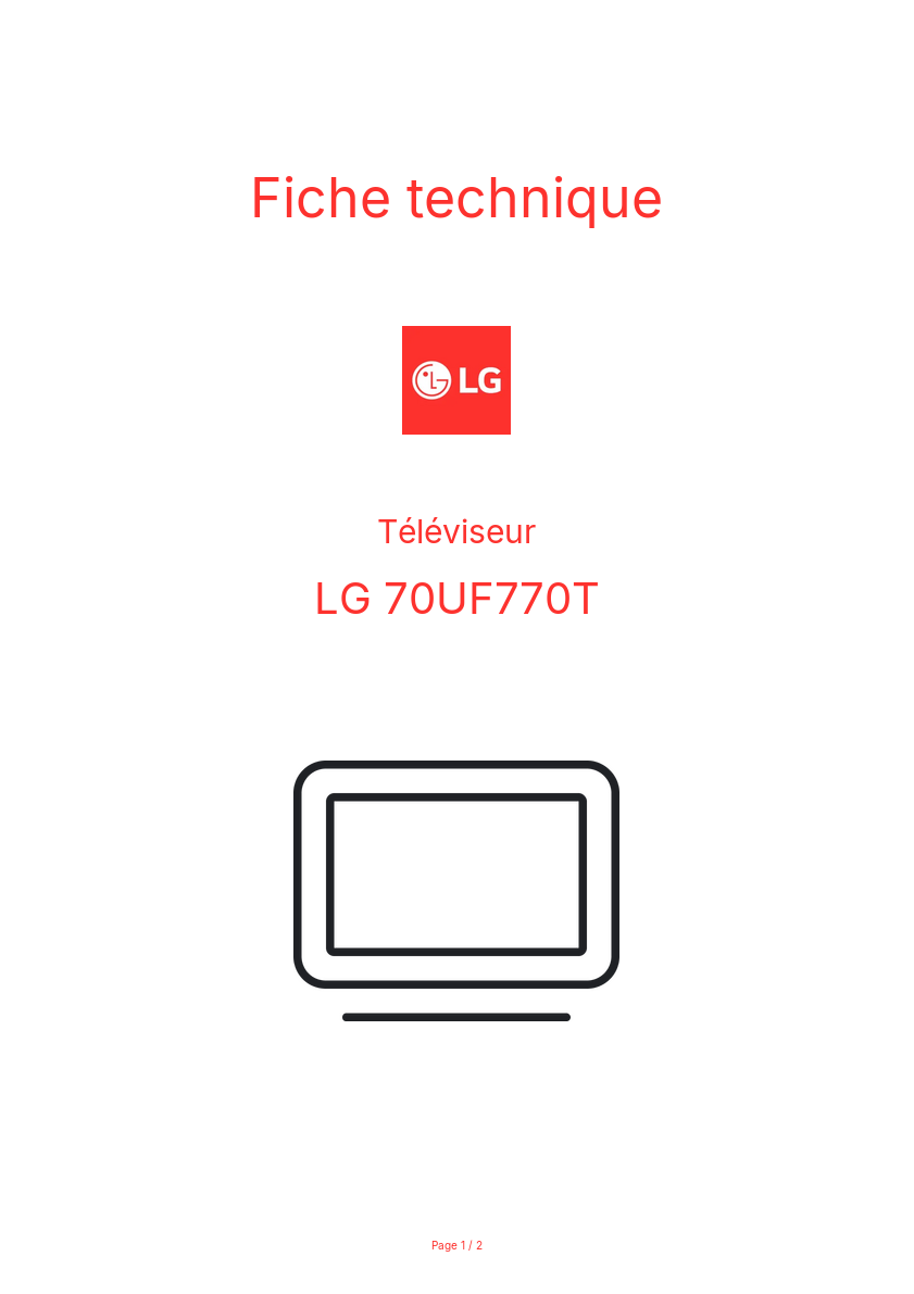 Image de la première page du manuel de l'appareil 70UF770T