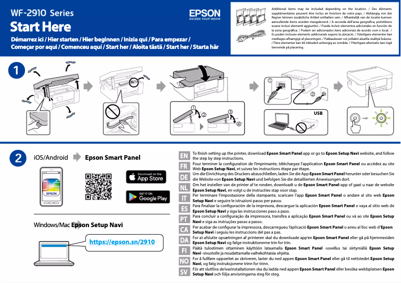 Page n°1 - Guide d'installation Epson Workforce WF-2910DWF