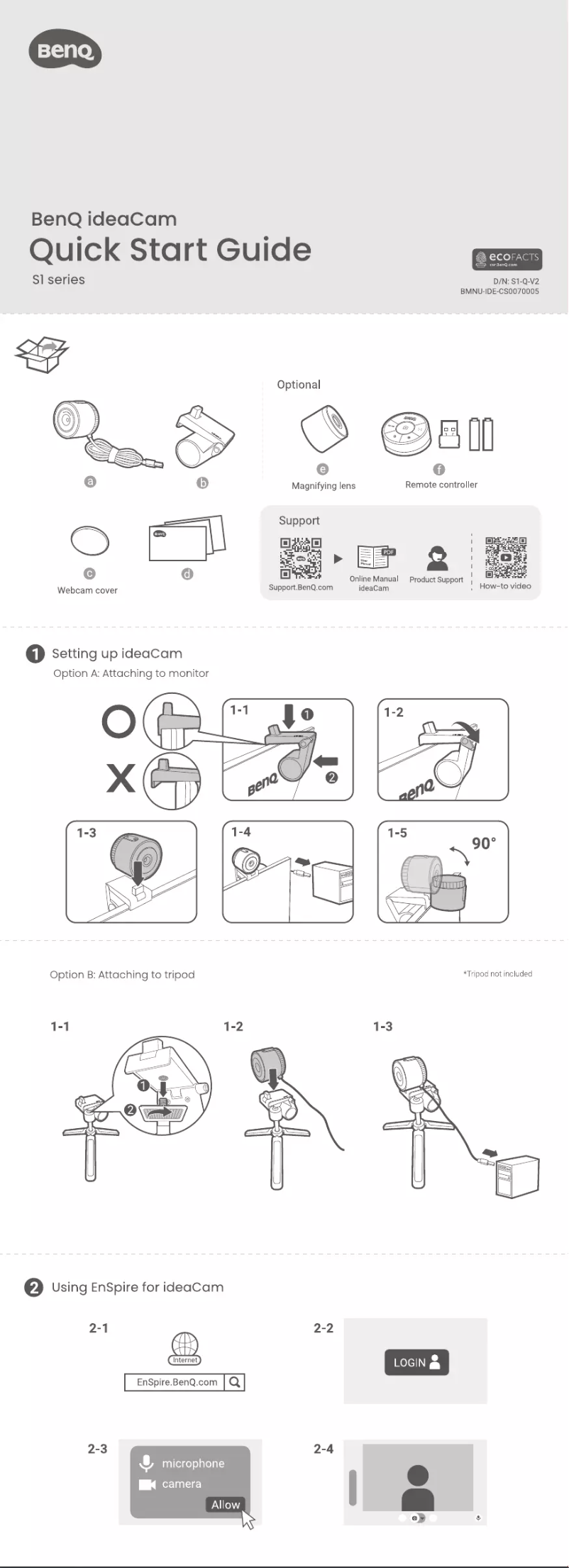 Image de la première page du manuel de l'appareil ideaCam S1 Pro