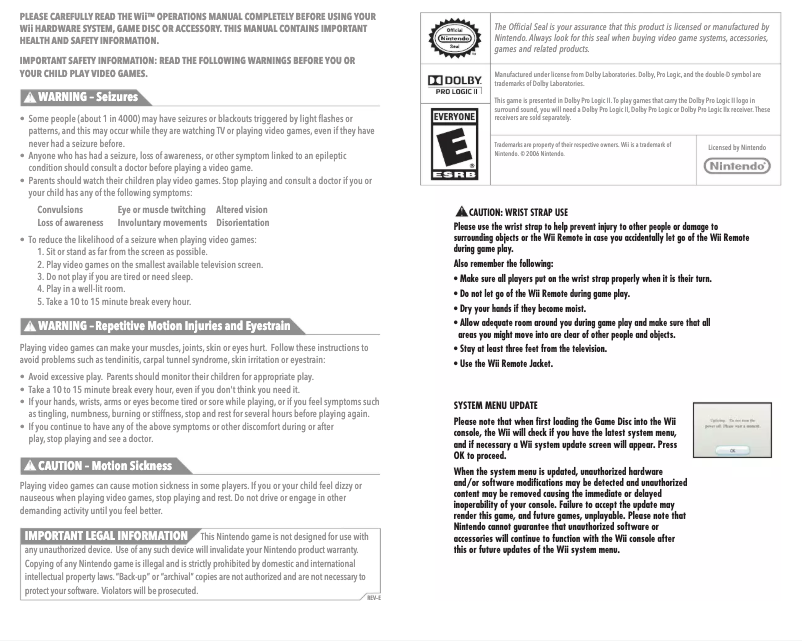 Image de la première page du manuel de l'appareil Fifa 15 (Nintento Wii U)