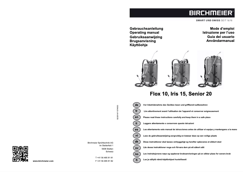 Page n°1 - Manuel utilisateur Birchmeier Iris 15