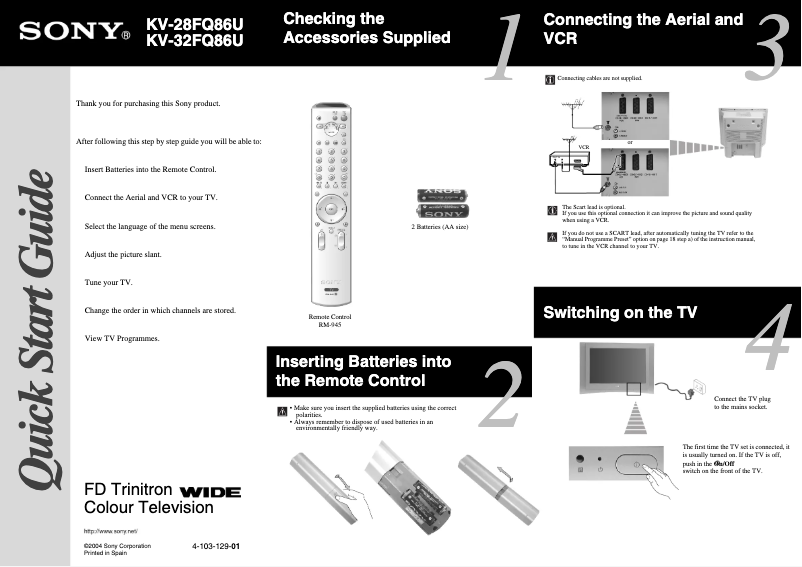 Image de la première page du manuel de l'appareil Trinitron KV-32FQ86