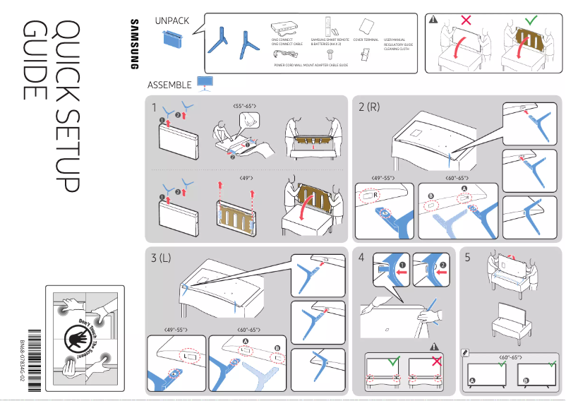 Page 1 de la notice Guide d'installation Samsung UN55KS8500F