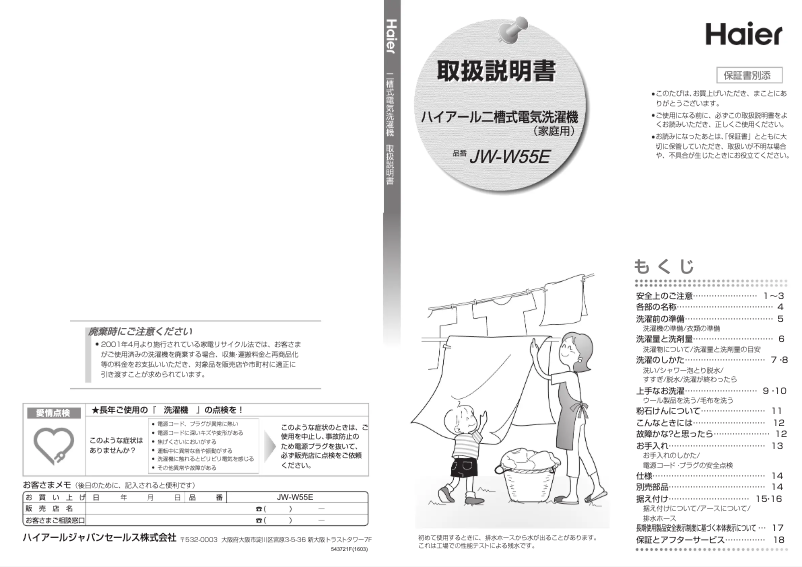 Page 1 de la notice Manuel utilisateur Haier JW-W55E