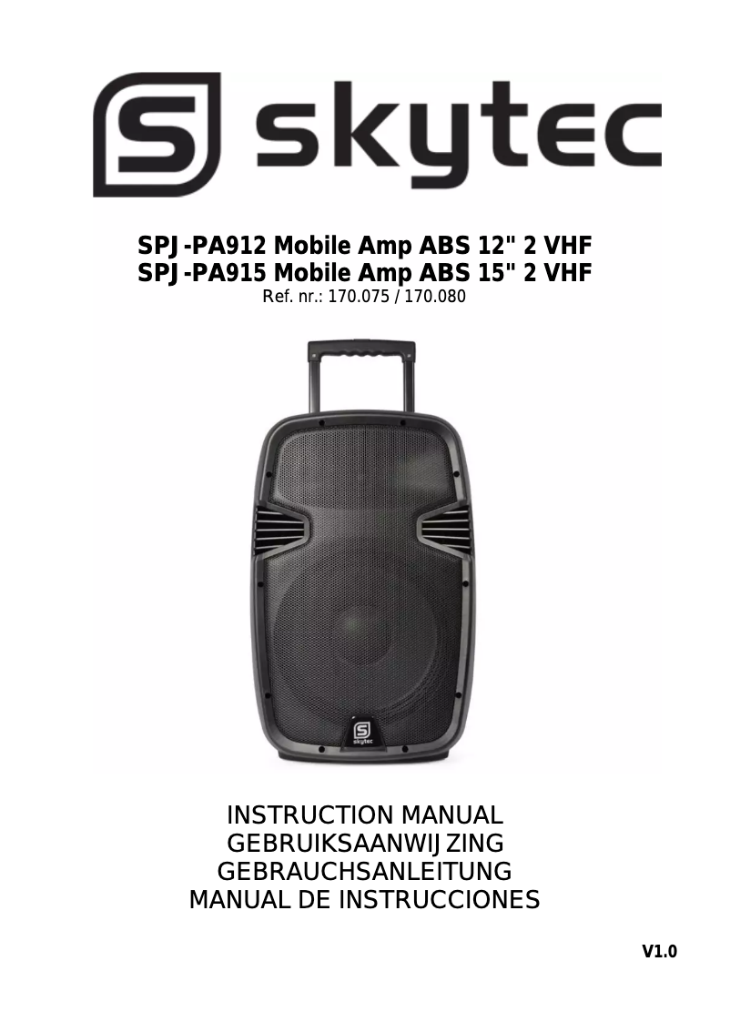 Page n°1 - Manuel utilisateur Skytec SPJ-PA912