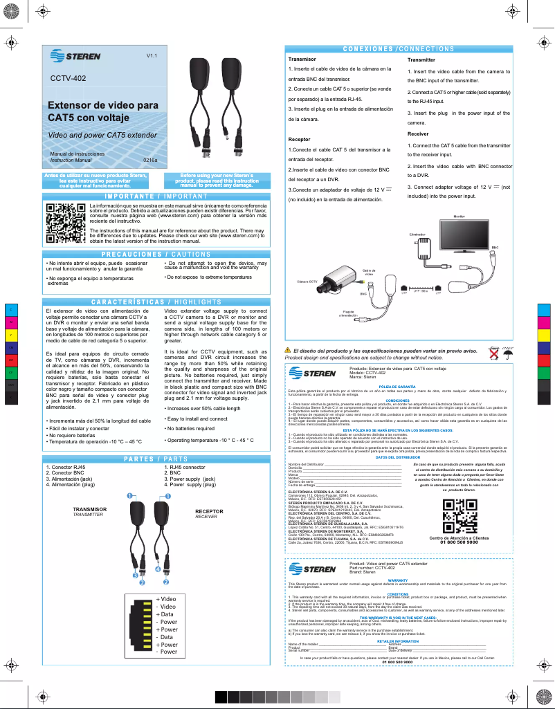 Image de la première page du manuel de l'appareil CCTV-402