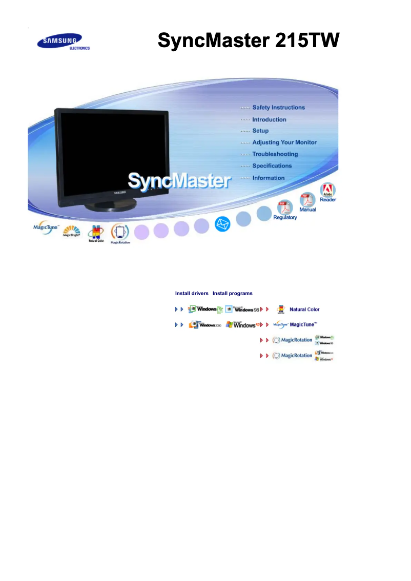 Image de la première page du manuel de l'appareil SyncMaster 215TW