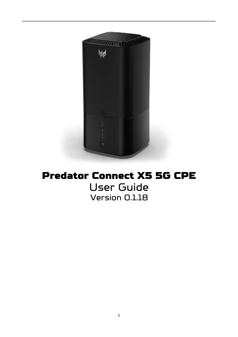 Image de la première page du manuel de l'appareil Predator Connect X5 5G CPE