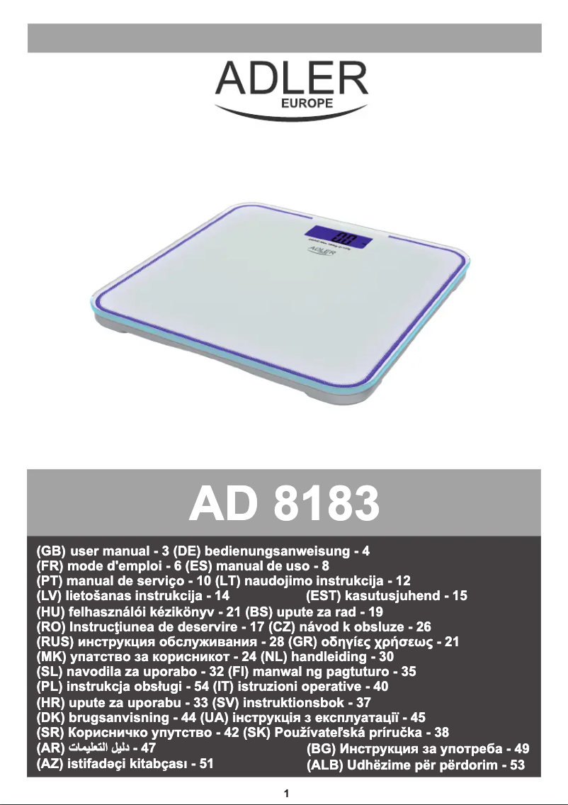 Image de la première page du manuel de l'appareil AD 8183