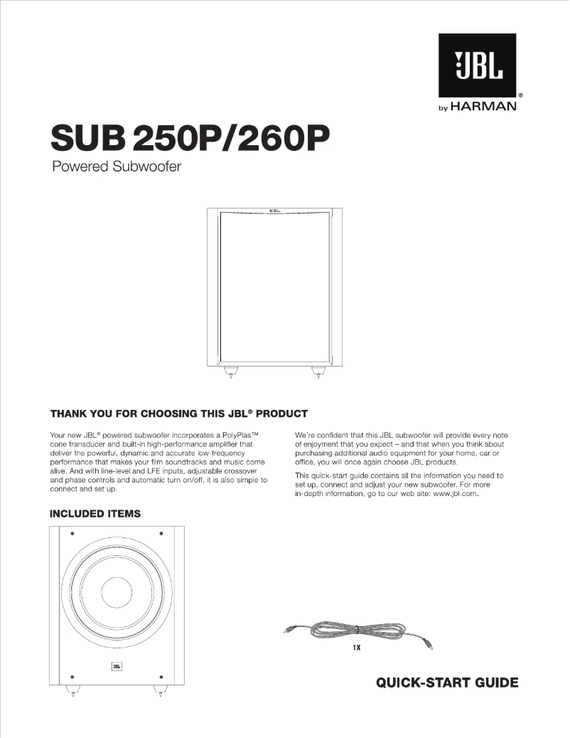 Page n°1 - Manuel utilisateur JBL Sub 260P