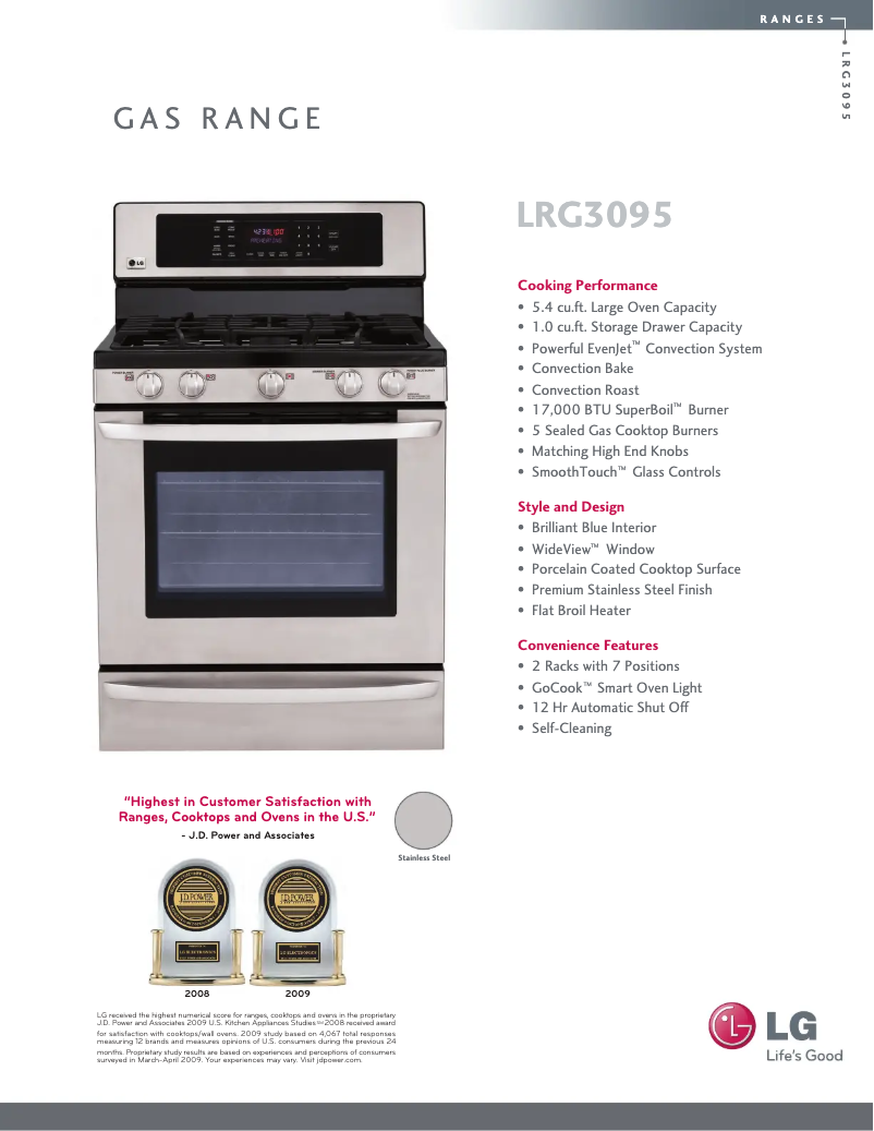 Página 1 del manual Ficha técnica LG LRG3095ST