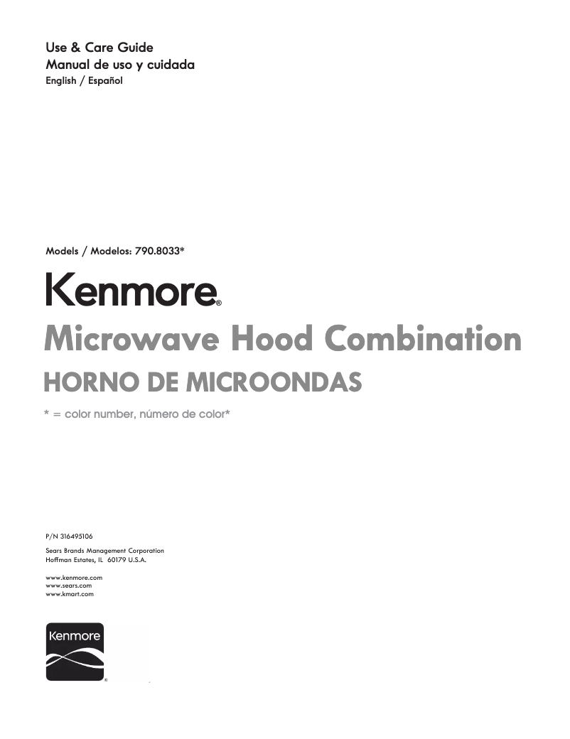 Page n°1 - Manuel utilisateur Kenmore 790.80332