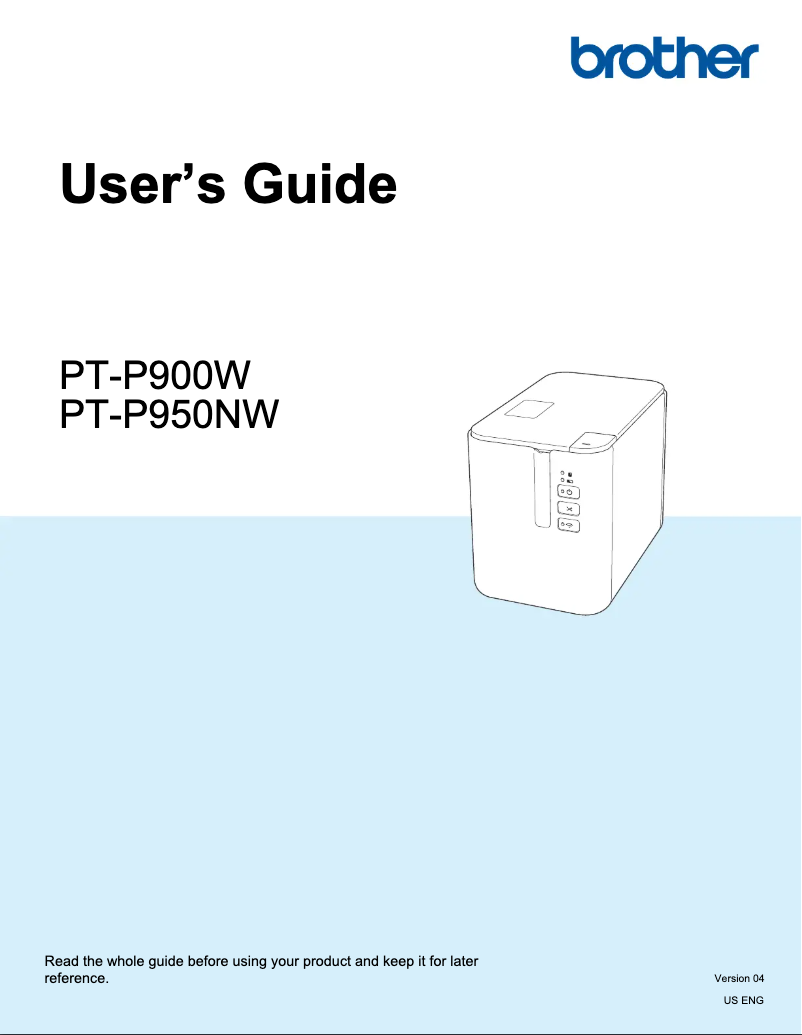 Page 1 de la notice Manuel utilisateur Brother P-Touch  PT-P950NW