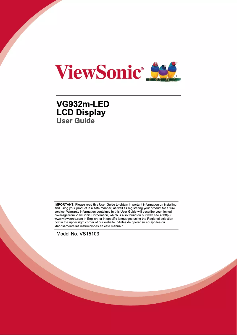 Página 1 del manual Manual de usuario Viewsonic VG932m-LED