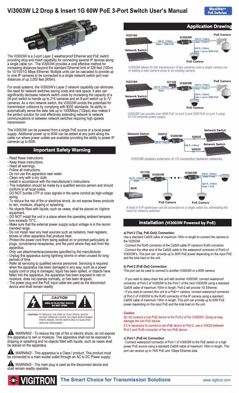 Page 1 de la notice Manuel utilisateur Vigitron MaxiiNet Vi3003W