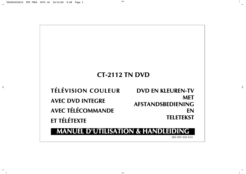 Page n°1 - Manuel utilisateur Finlux CT2112TN DVD