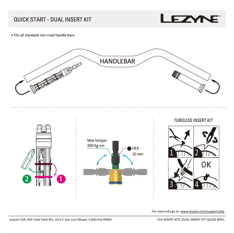 Page 1 de la notice Manuel utilisateur Lezyne Dual Insert Kit