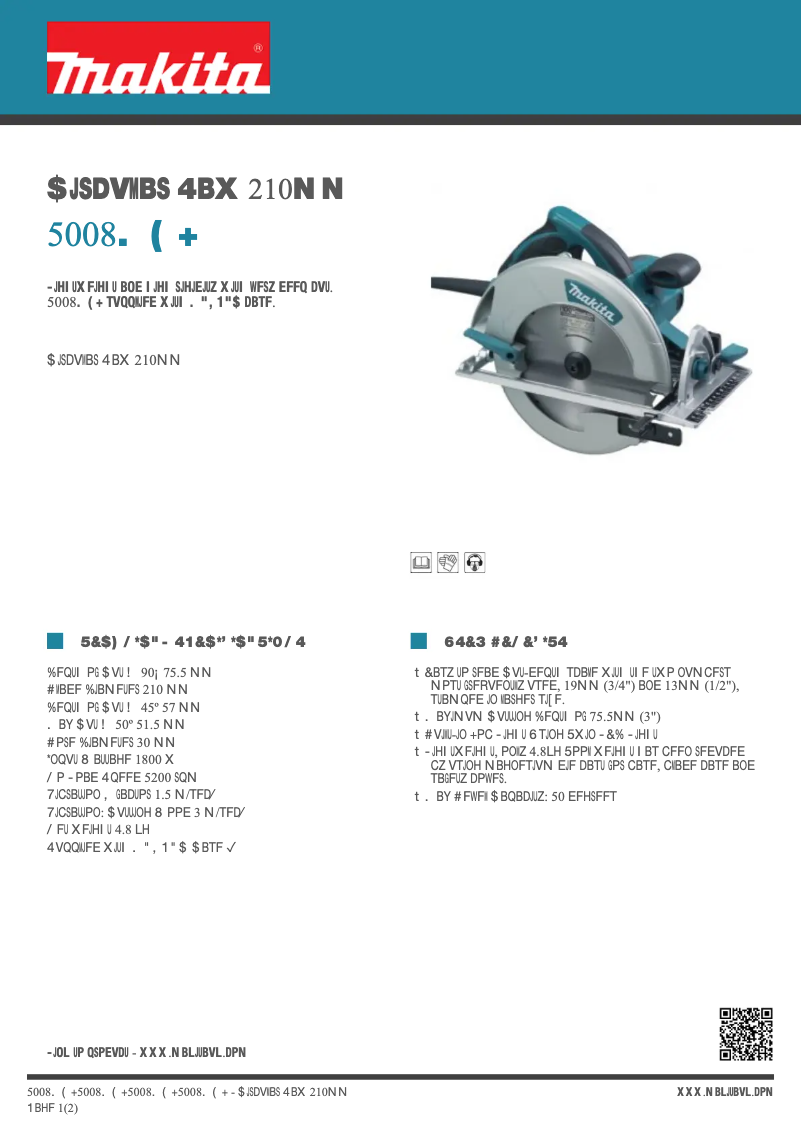 Page 1 de la notice Fiche technique Makita 5008MGJ