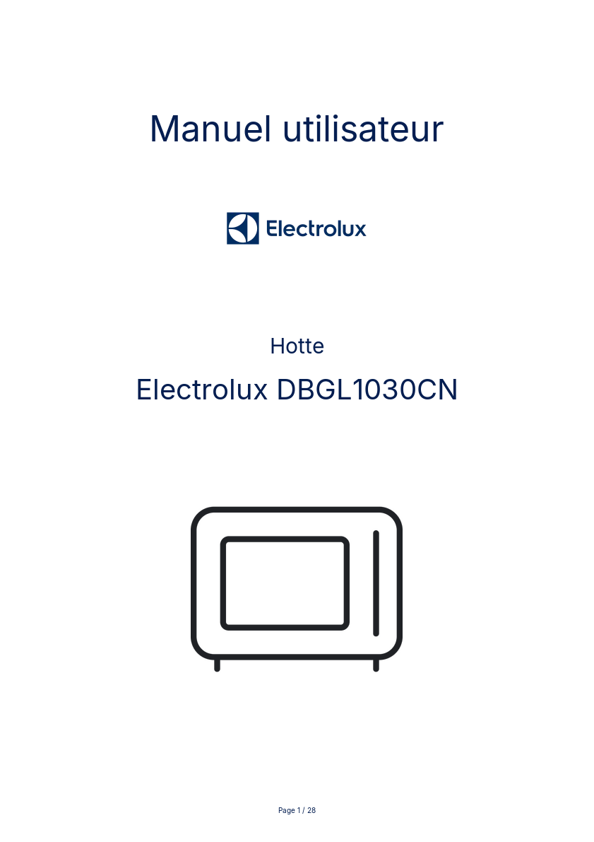 Image de la première page du manuel de l'appareil DBGL1030CN