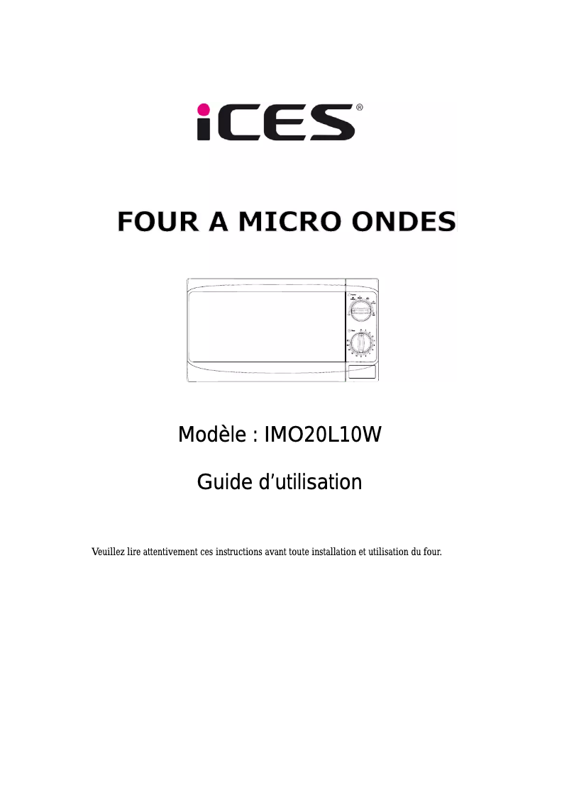 Page n°1 - Manuel utilisateur Ices IMO-20L10W