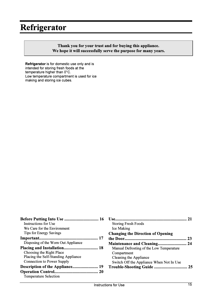 Page n°1 - Manuel utilisateur Gorenje R 0906 B