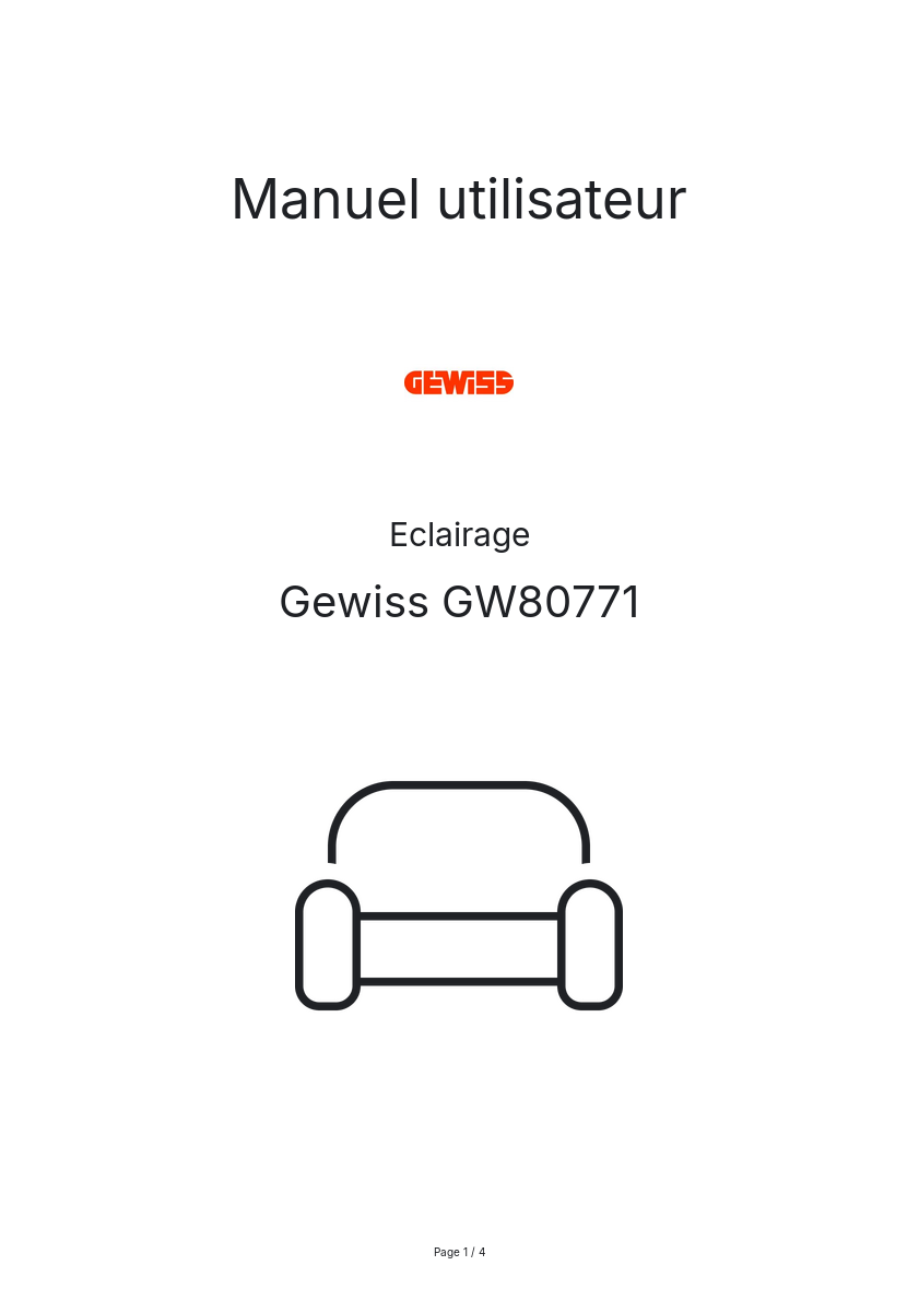 Page n°1 - Manuel utilisateur Gewiss GW80771