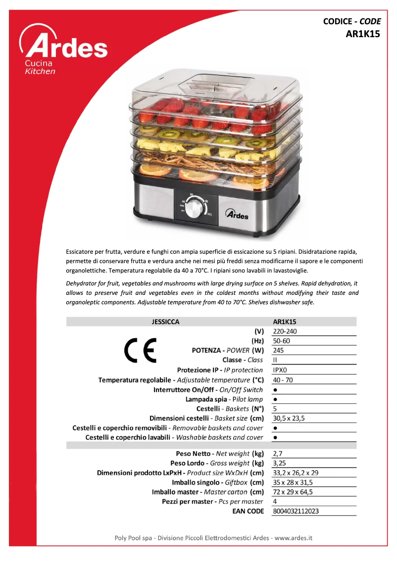 Página 1 del manual Ficha técnica Ardes AR1K15