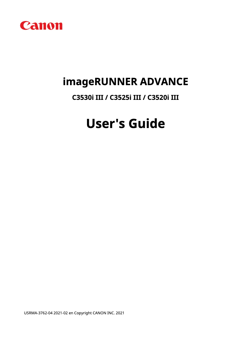 Page n°1 - Manuel utilisateur Canon imageRUNNER ADVANCE C3530i III