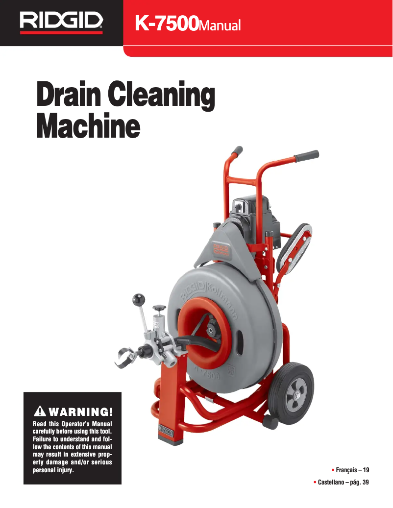 Page n°1 - Manuel utilisateur Ridgid K-7500