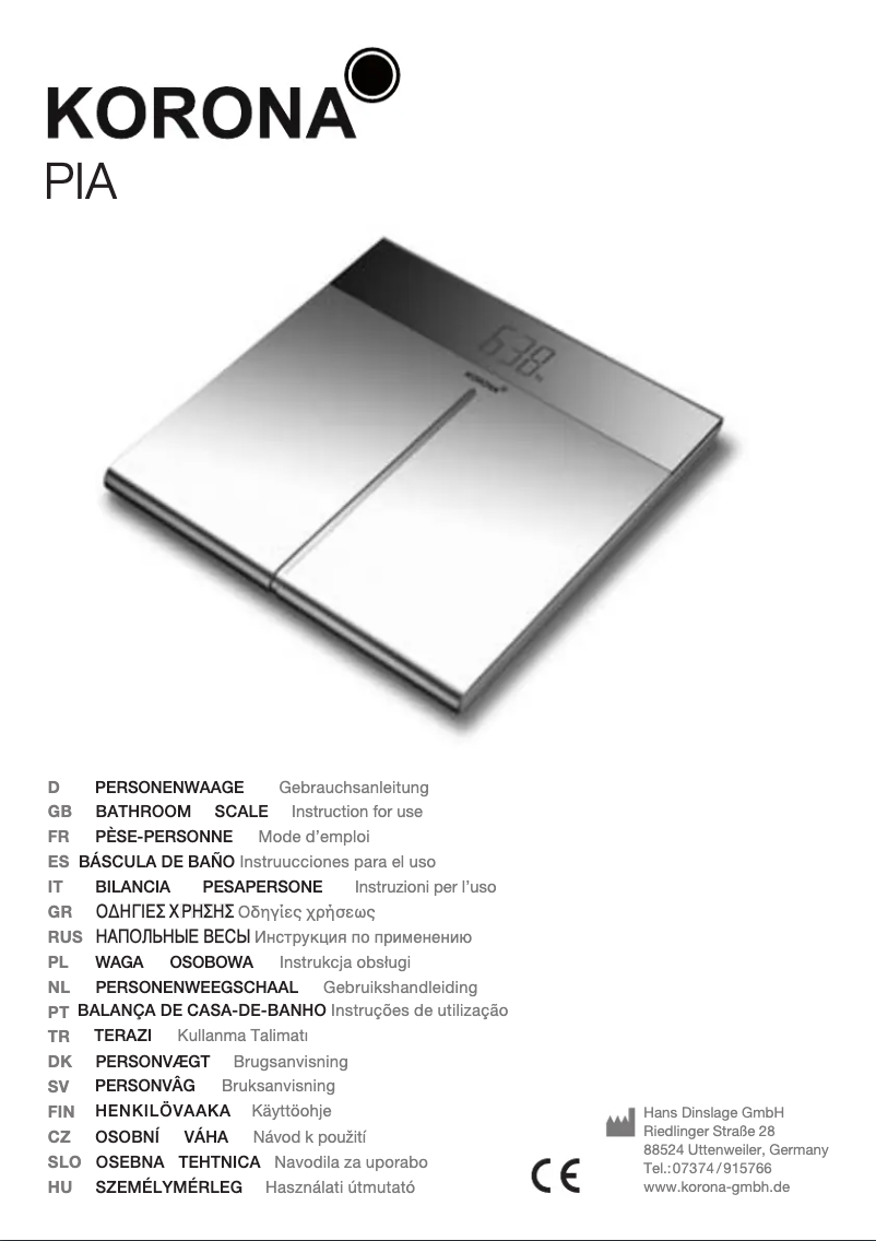 Page n°1 - Manuel utilisateur Korona Pia