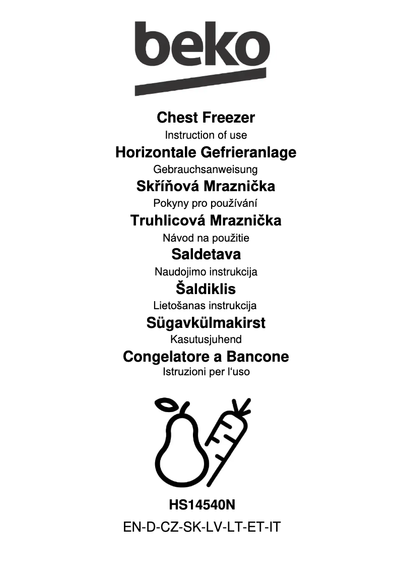 Page n°1 - Manuel utilisateur Beko HS14540N