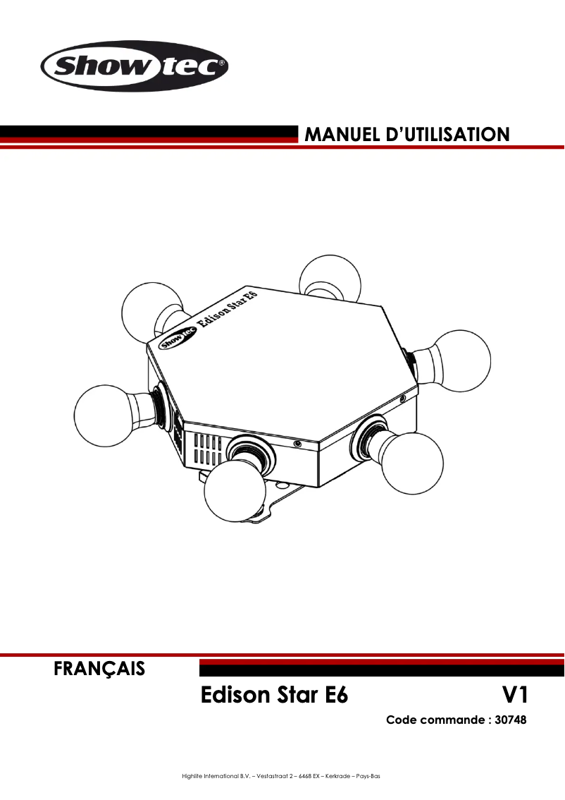 Page 1 de la notice Manuel utilisateur Showtec Edison Star E6