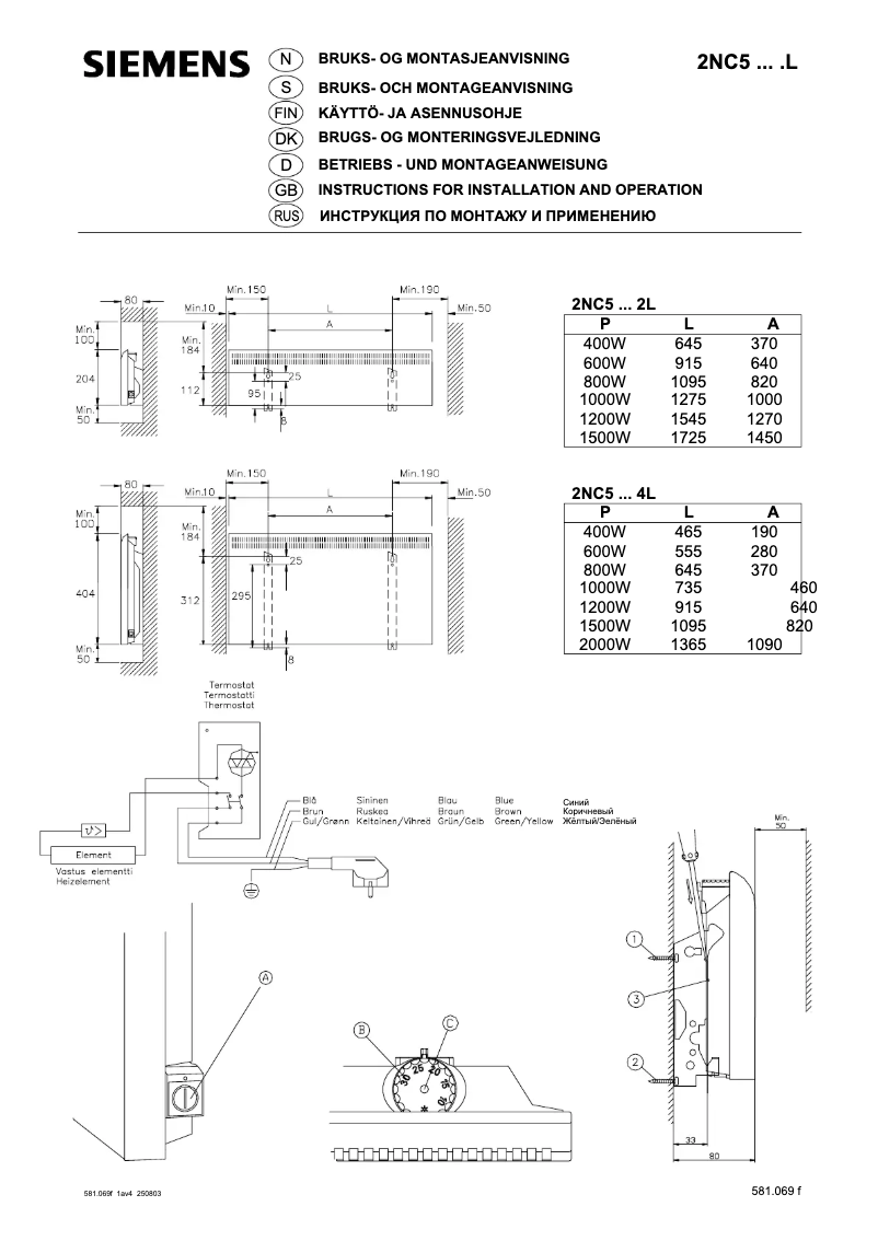 Page 1 de la notice Manuel utilisateur Siemens 2NC5-L