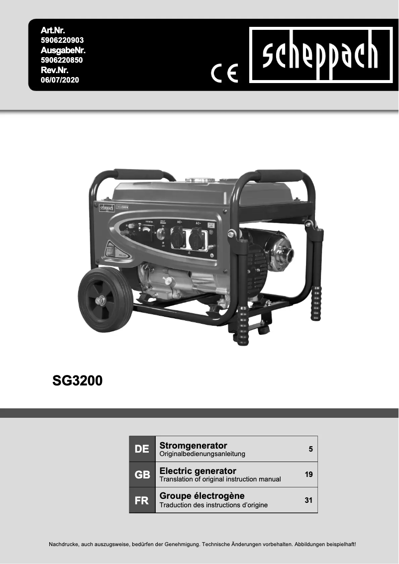 Image de la première page du manuel de l'appareil SG3200