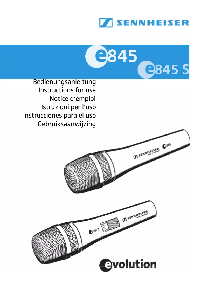 Page 1 de la notice Manuel utilisateur Sennheiser Evolution e845S